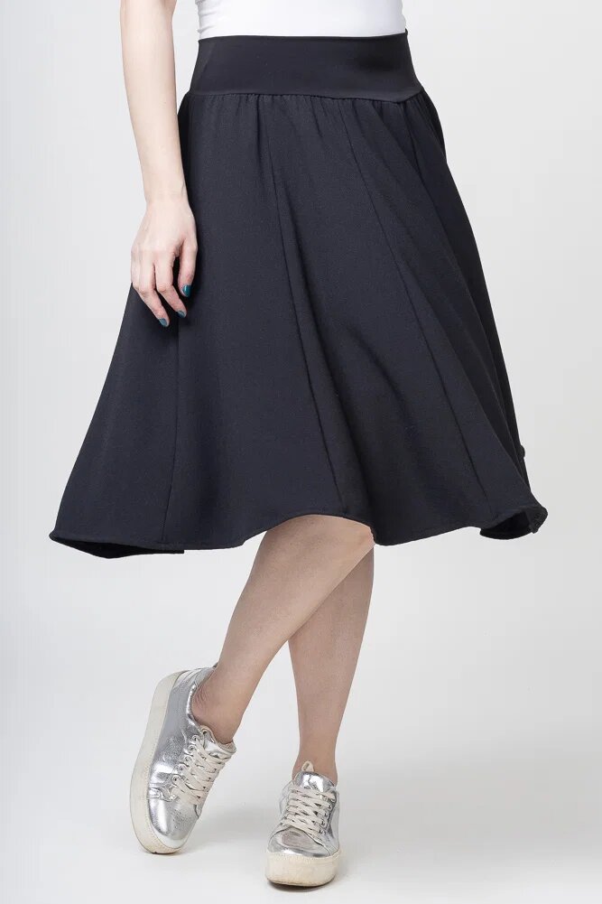 Shopika Romania Fusta neagra in clini midi din vascoza (70 cm)