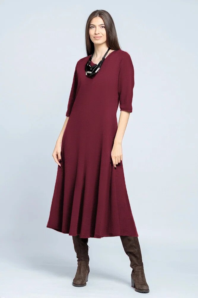 Shopika Romania Rochie cambrata din tricot de vascoza bordo