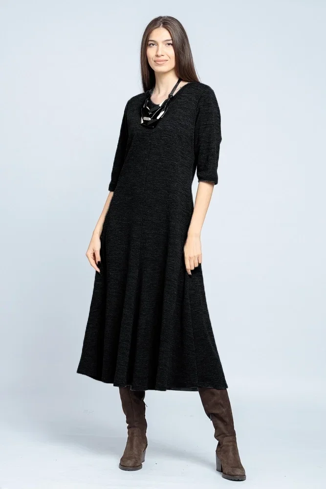 Shopika Romania Rochie cambrata din tricot de vascoza neagra