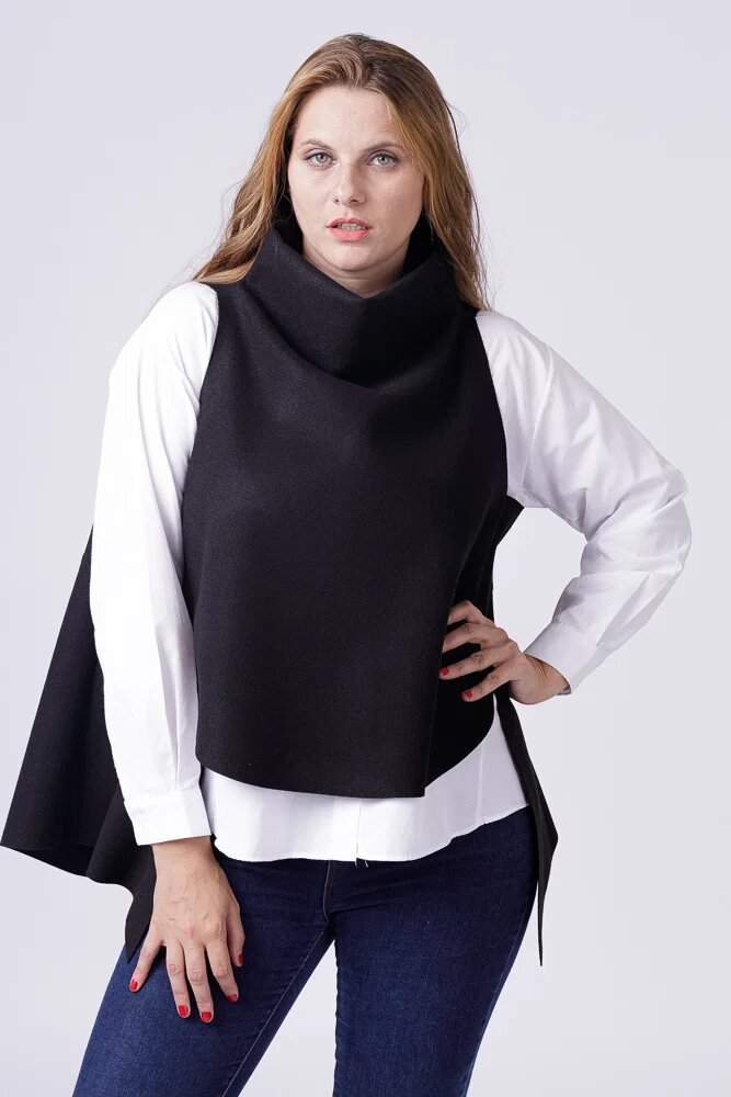 Shopika Vesta asimetrica trendy din jerseu punto milano neagra