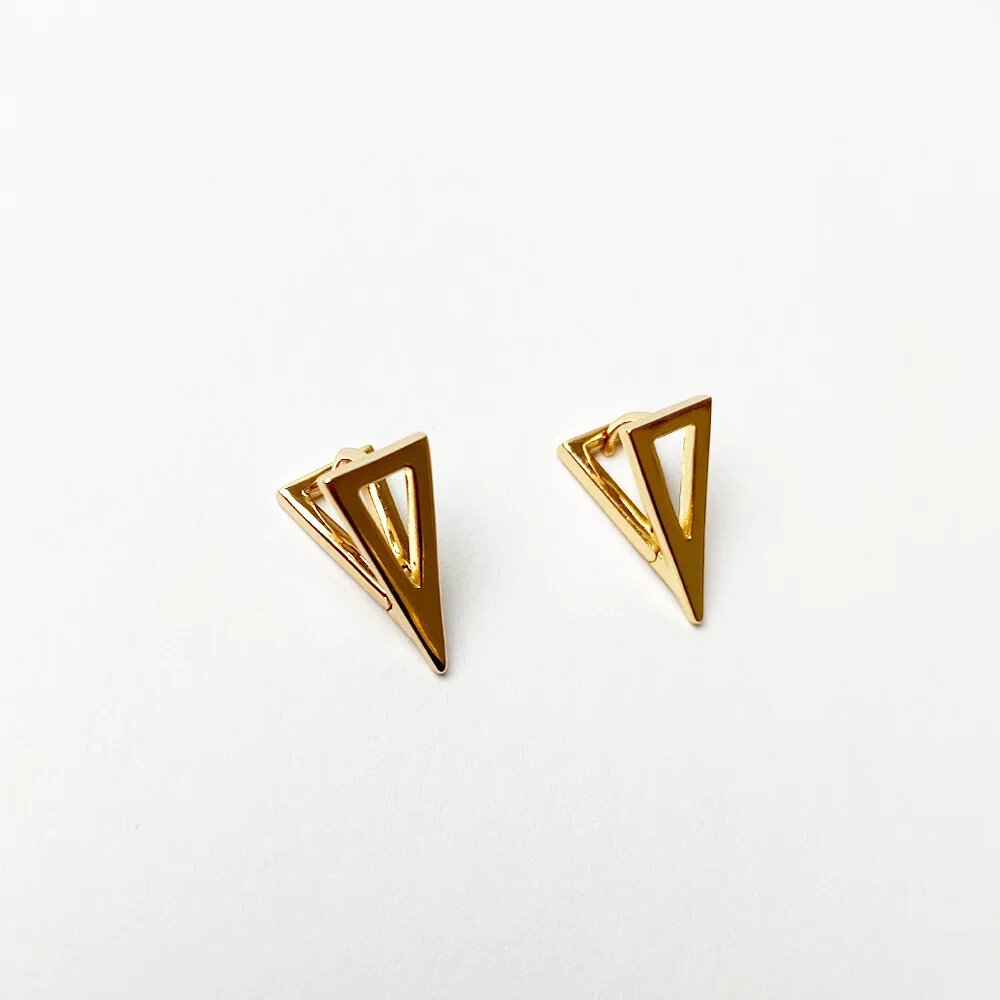 XUPING Jewelry Cercei metal inoxidabil placati cu aur roz tortite cu sectiune triunghiulara