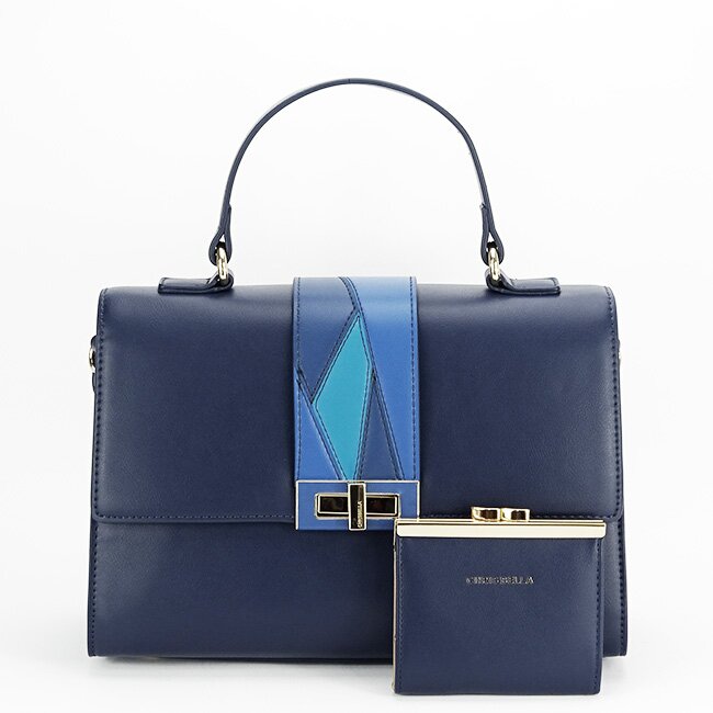 CHRIS BELLA Geanta bleumarin Premium cu portofel CB2400-1 15