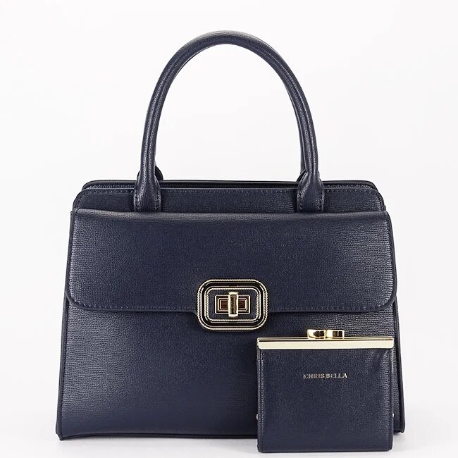 CHRIS BELLA Geanta bleumarin Premium cu portofel CB2425-2 13