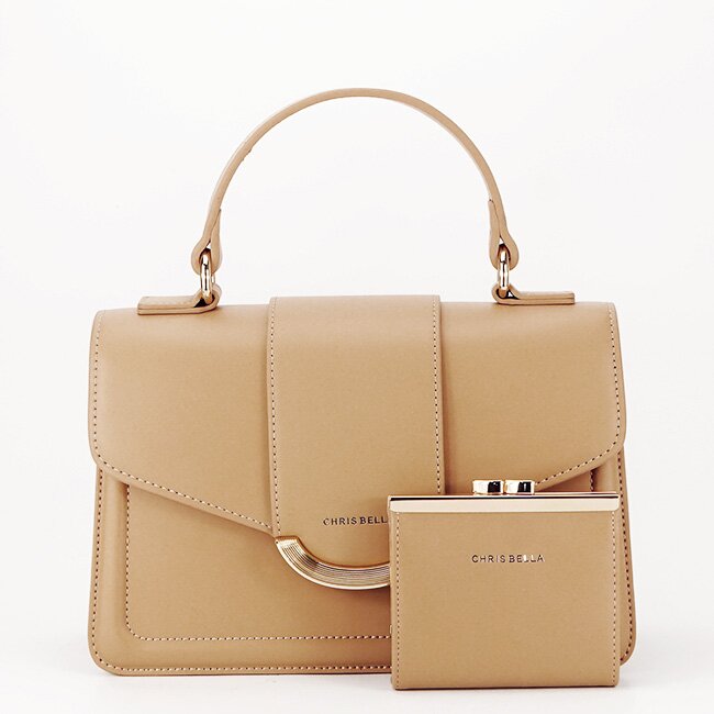 CHRIS BELLA Geanta camel Premium cu portofel CB2401-2 11