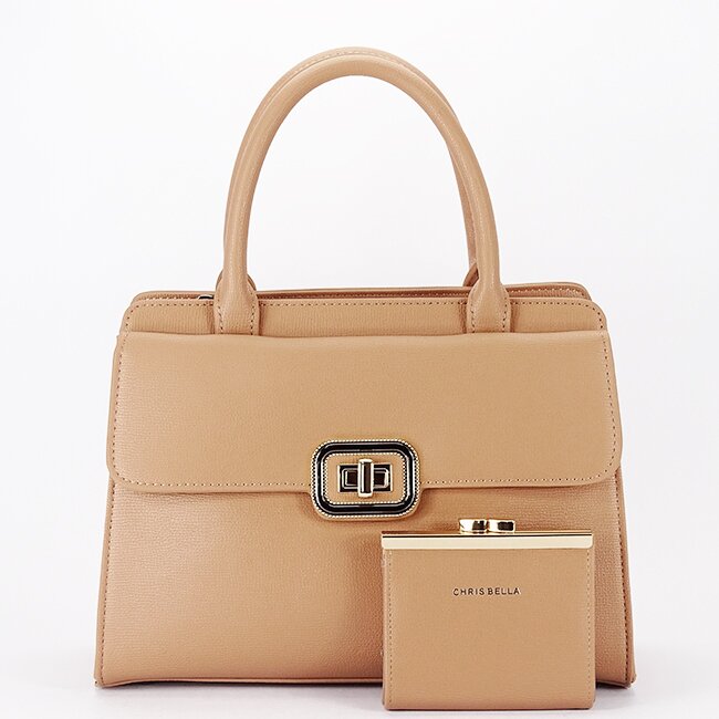 CHRIS BELLA Geanta camel Premium cu portofel CB2425-2 13