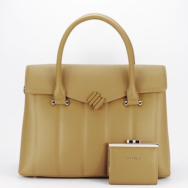 CHRIS BELLA Geanta mare camel Premium cu portofel CB2317-4 M6