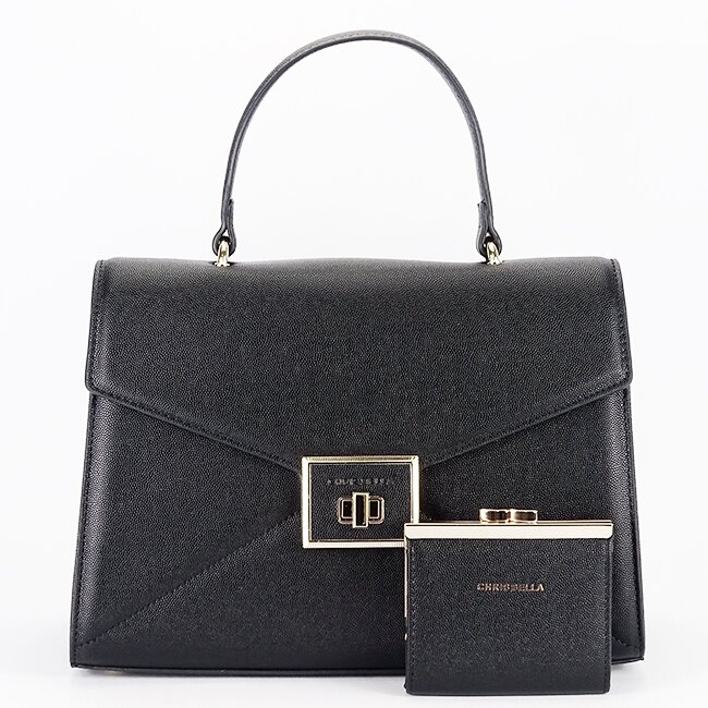 CHRIS BELLA Geanta medie neagra Premium cu portofel CB2305-1 M6