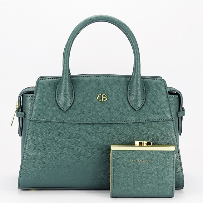 CHRIS BELLA Geanta verde albastrui Premium cu portofel CB2427-1 M7