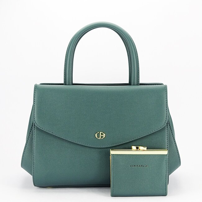 CHRIS BELLA Geanta verde albastrui Premium cu portofel CB2427-2 M6
