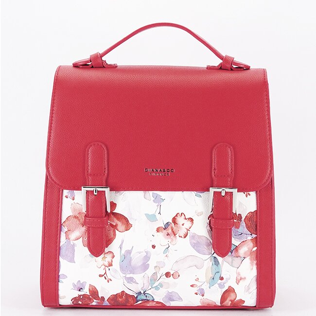 DIANA&CO Rucsac rosu cu imprimeu floral DHJ731-3 M11