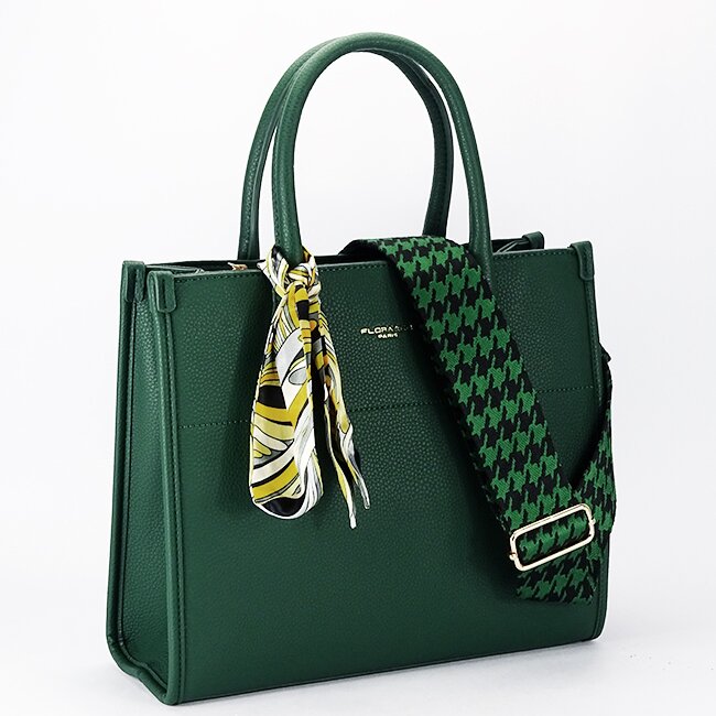 Flora&Co Paris Geanta verde FloraCO Paris cu esarfa decorativa H6935 M7