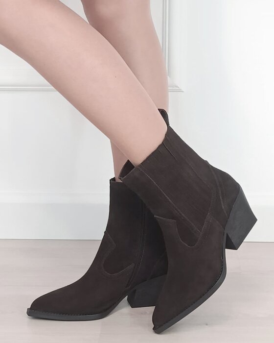 Ideal Shoes Botine din piele naturala tip ciocate maro ciocolatiu 6350A 117