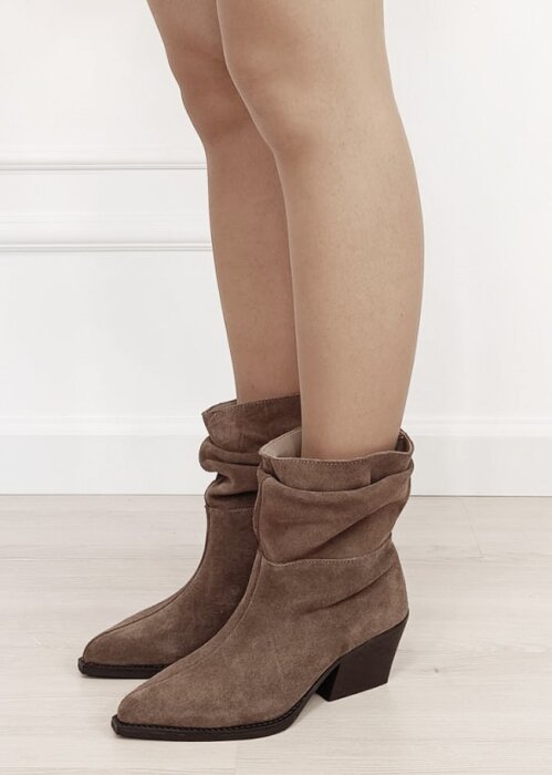 Ideal Shoes Ciocate scurte dama kaki din piele naturala 5308A 110