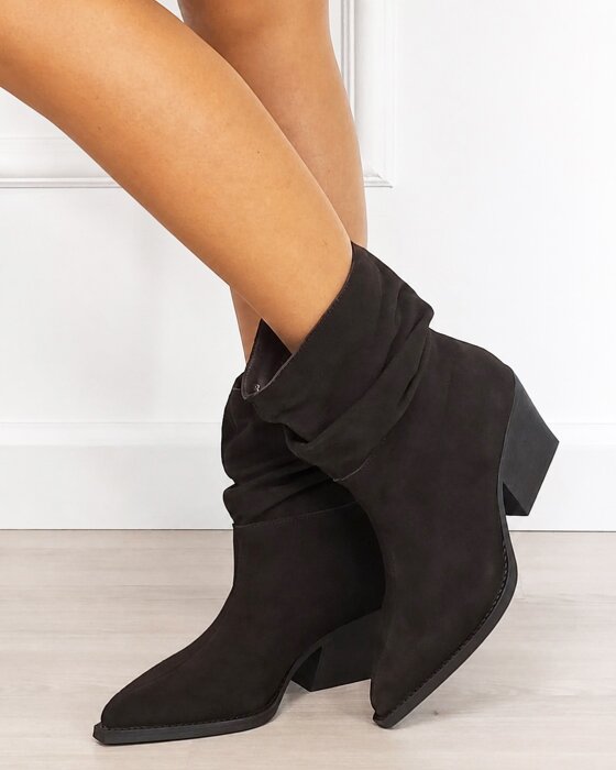 Ideal Shoes Ciocate scurte dama maro din piele naturala 5308A 110