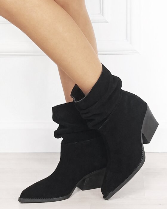 Ideal Shoes Ciocate scurte dama negre din piele naturala 5308A 110