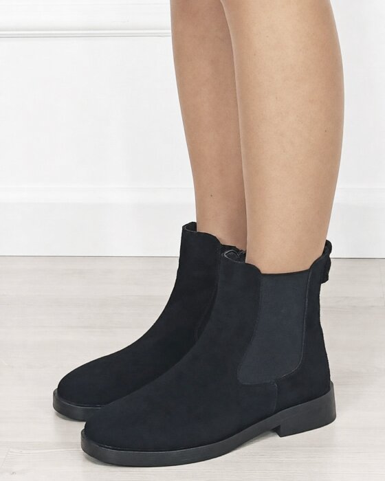 Ideal Shoes Ghete dama negre din piele naturala 5309A 118