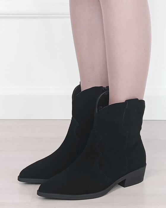 Ideal Shoes Ghete negre din piele naturala 5310 110