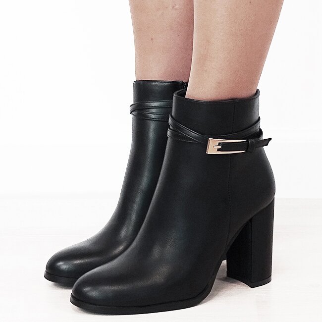 MARQUIIZ Botine negre elegante cu toc gros 6337 114