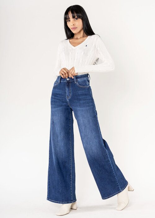 Nina Carter Blugi albastrii dama wide leg YY300-9 M10
