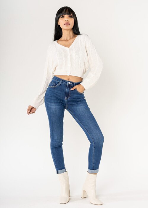 Nina Carter Blugi dama albastrii Slim Fit P605-1 M10