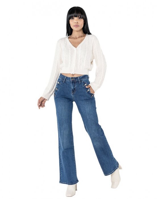 Nina Carter Blugi dama evazati albastru inchis P195-1 M10