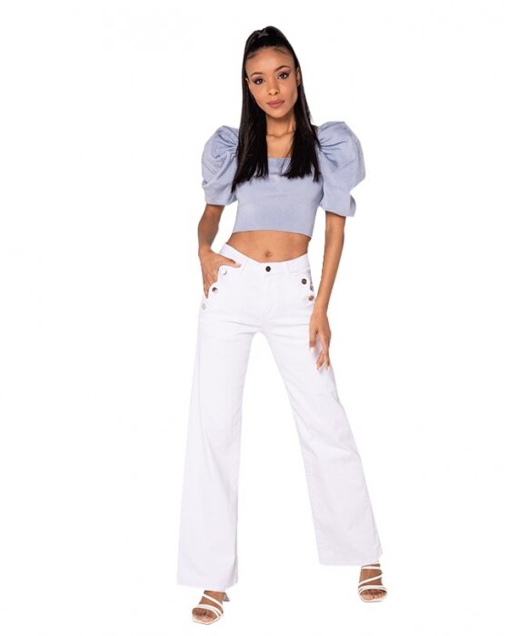 Nina Carter Blugi dama evazati albi P195-10 M10