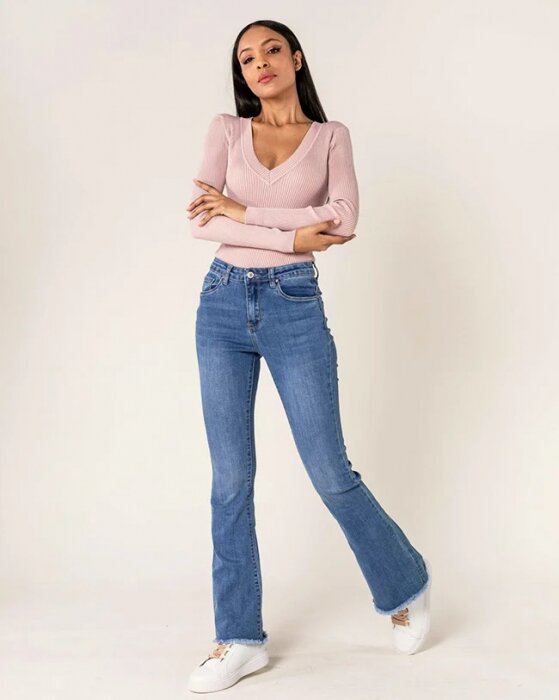 Nina Carter Blugi Dama Evazati BoatCut Albastri P218-5A M10