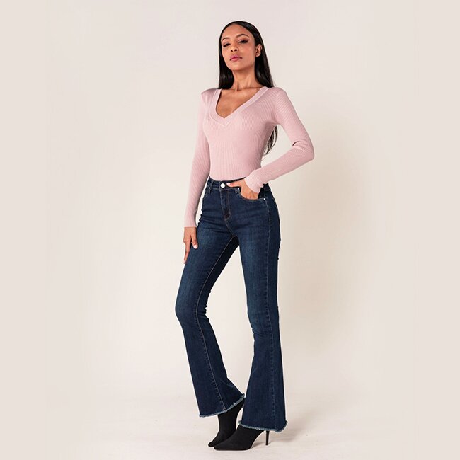 Nina Carter Blugi Dama Evazati BoatCut Albastru Inchis P218-2A M10