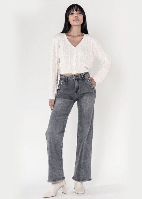 Nina Carter Blugi Dama Evazati Gri inchis P195-17A M10