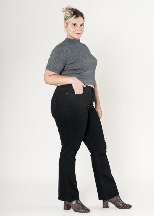 Nina Carter Blugi dama regular fit marimi mari negru P612-8 M10