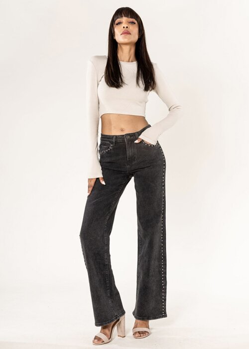 Nina Carter Blugi de Dama Evazati cu Talie Inalta si Tinte P628-92 M8