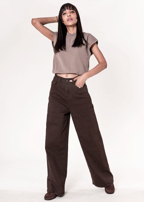 Nina Carter Blugi maro dama Barrel-Balloon cu Talie Inalta YY309-79 M8