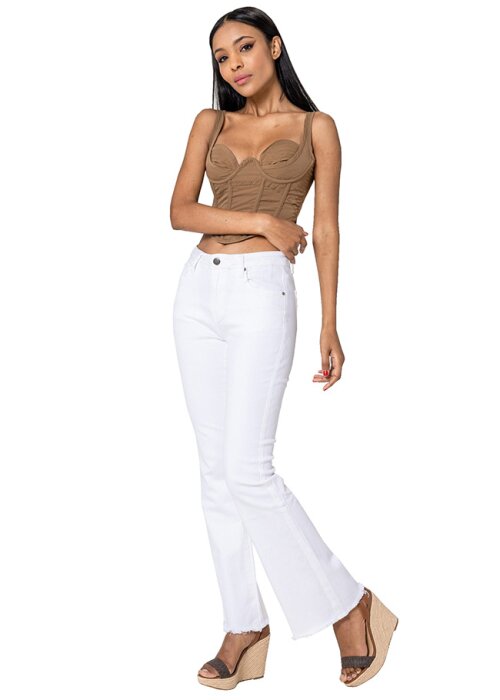Nina Carter Pantaloni albi Evazati J230-2 M7
