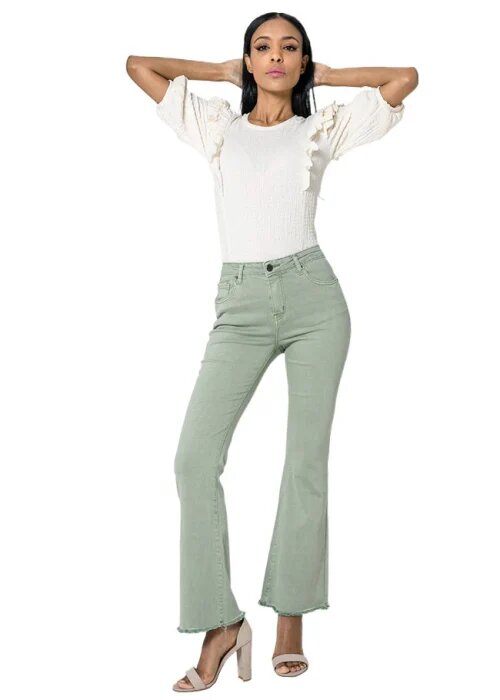 Nina Carter Pantaloni verzi Evazati J230-22 M7