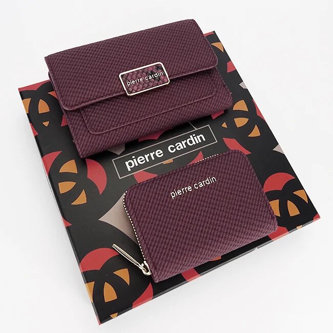 Pierre Cardin Set de 2 piese portofel si portcart 6250+428BORDO M0