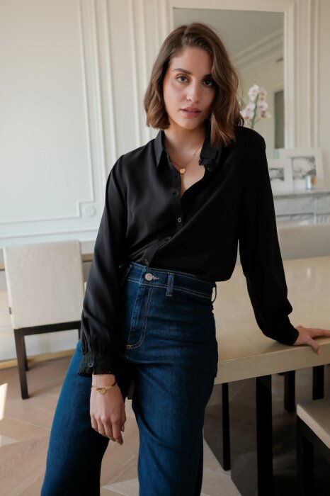 SOFILINE Camasa neagra premium cu detalii brodate ASD93129 M10