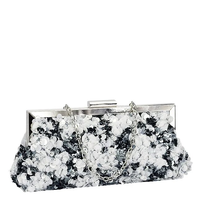 SOFILINE Geanta clutch alb arginitiu cu paiete BMN-1248 06