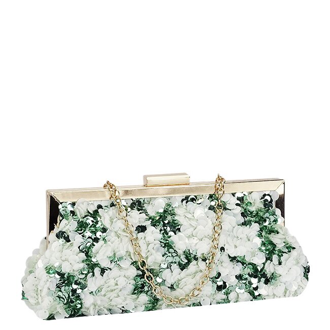 SOFILINE Geanta clutch alb verde cu paiete BMN-1248 06