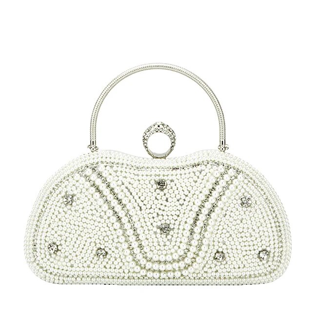 SOFILINE Geanta clutch crem argintiu cu perle si pietricele BME-22732 05