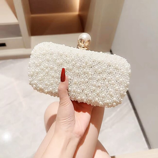 SOFILINE Geanta clutch ivoar auriu cu perle 1003 01