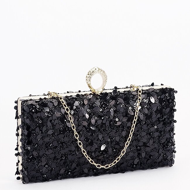 SOFILINE Geanta clutch neagra cu cristale si paiete BYH-907 01