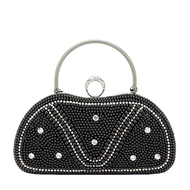 SOFILINE Geanta clutch negru cu perle si pietricele BME-22732 05