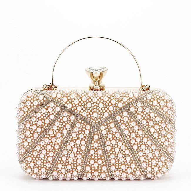 SOFILINE Geanta clutch roz perlat auriu roze cu perle 1008 05