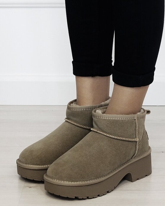 SOFILINE Ghete taupe cu platforma din piele naturala JB1999 116