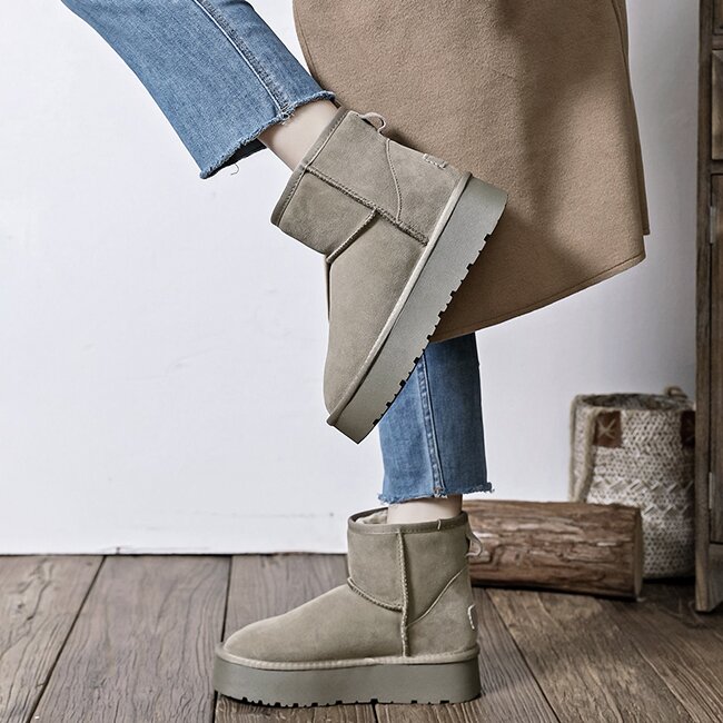 SOFILINE Ghete taupe din piele naturala JB1925 117