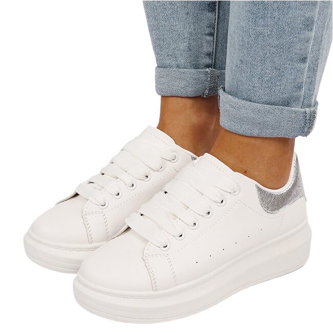 SOFILINE Sneakersi resigilati albi argintii cu talpa groasa M-8826 M0