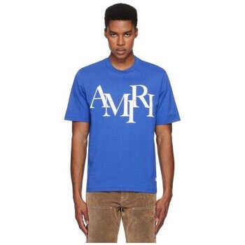 Amiri Îmbracaminte STAGGERED LOGO TEE BLUE