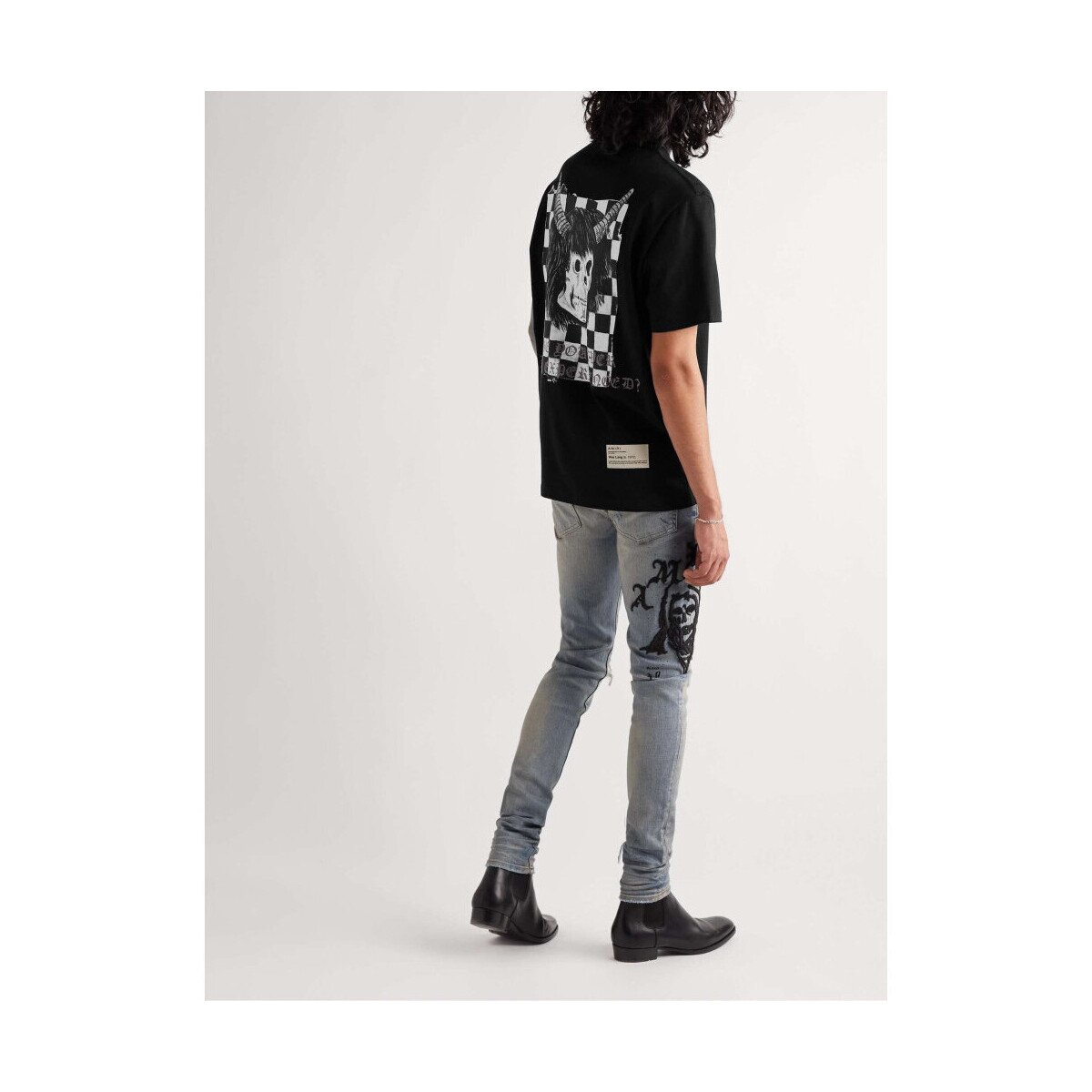 Amiri Îmbracaminte Wes Guy Checker Skull T-shirt