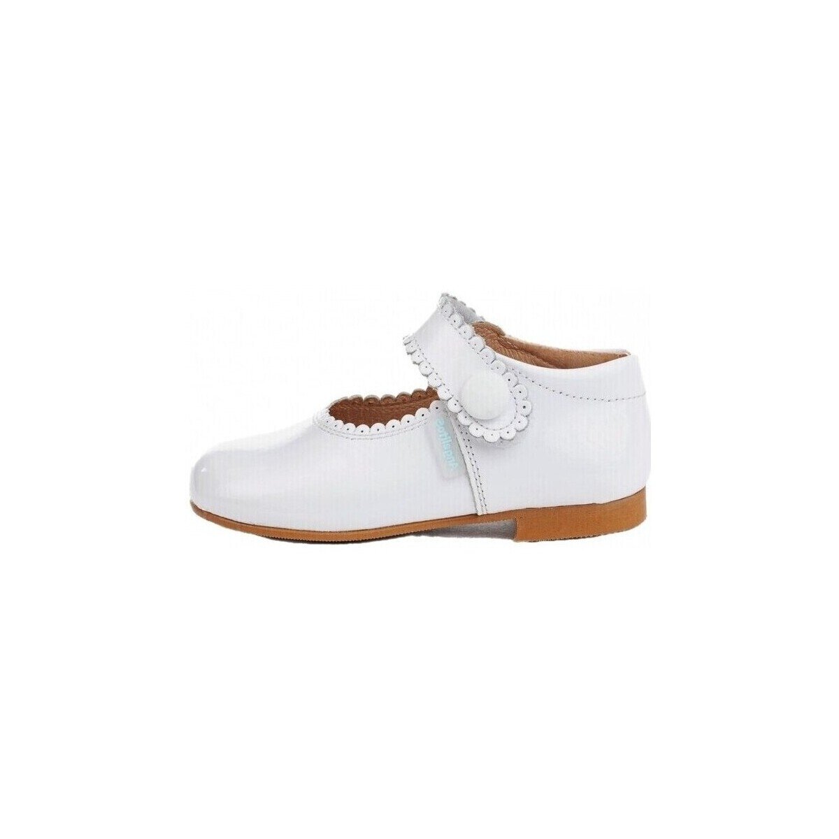 Angelitos Pantofi 1502 MERCEDITAS CHAROL CON VELCRO Blanco