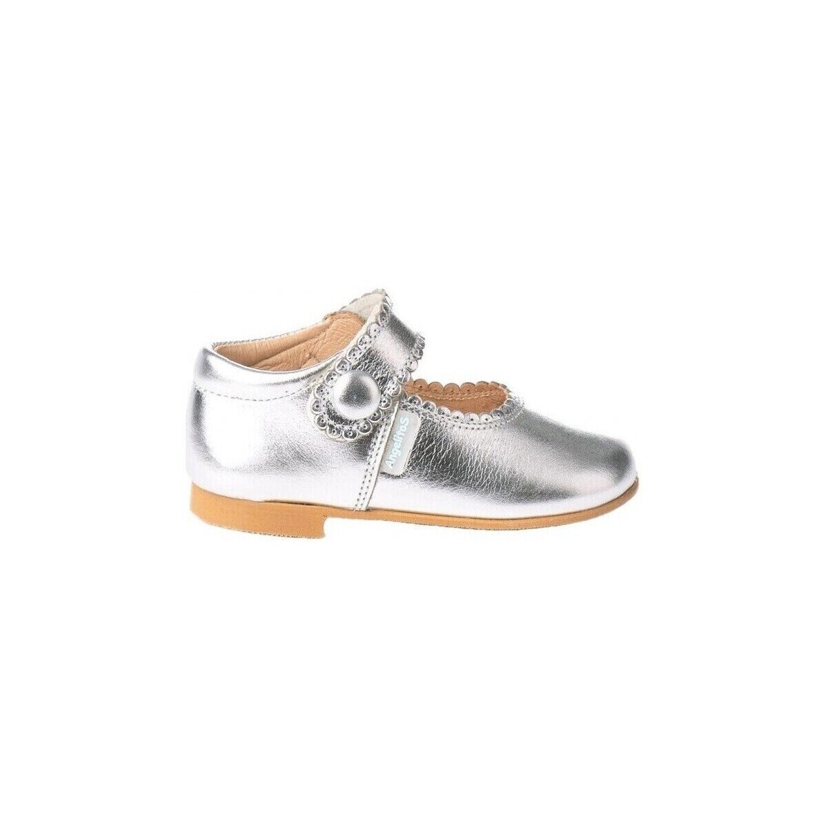 Angelitos Pantofi 1502 MERCEDITAS PLATA METALIZADA CON VELCRO Plata